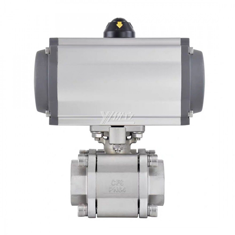 YOULI  High Temperature Metal Seal NPT BSP 2000wog PN640 Stainless Steel 304 316 Pneumatic Actuator 3PC Thread Ball Valve