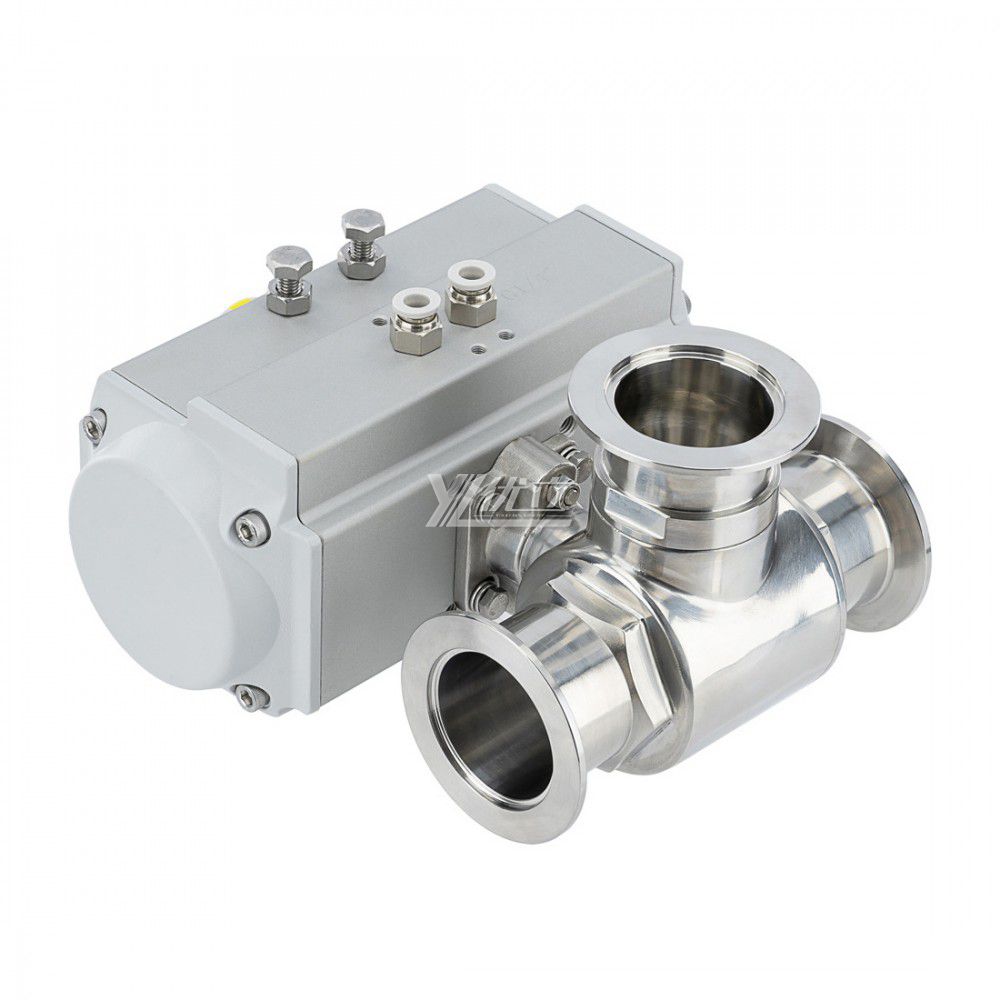 YOULI Hygienic Food Grade Sanitary Stainless Steel Beverage Milk Drink 304 316L KF Pneumatic Three Way Vacuum Ball Valve