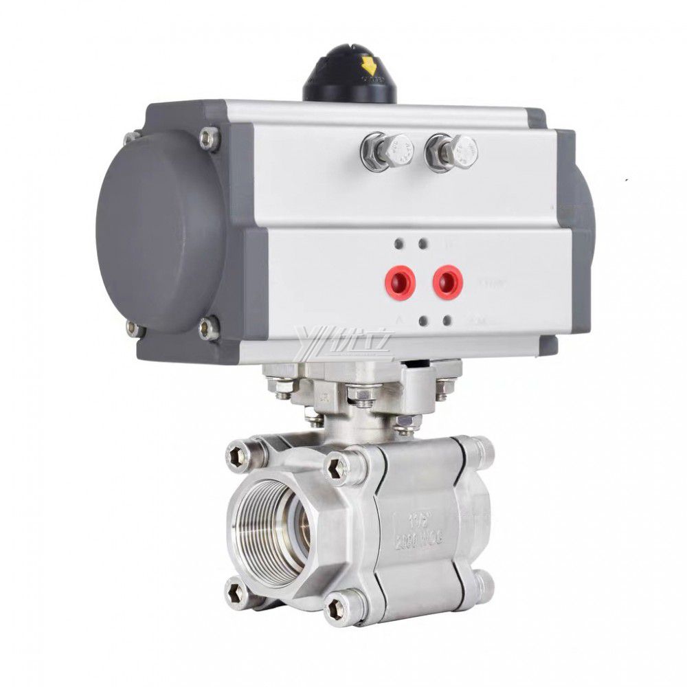 YOULI  High Temperature Metal Seal NPT BSP 2000wog PN640 Stainless Steel 304 316 Pneumatic Actuator 3PC Thread Ball Valve