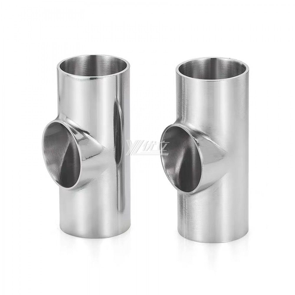 YOULI Hygienic Food Grade Sanitary Stainless Steel 304 SS316L 3A SMS DIN ISO Welded 3 Way Pipe Fitting Flat Welded Tee