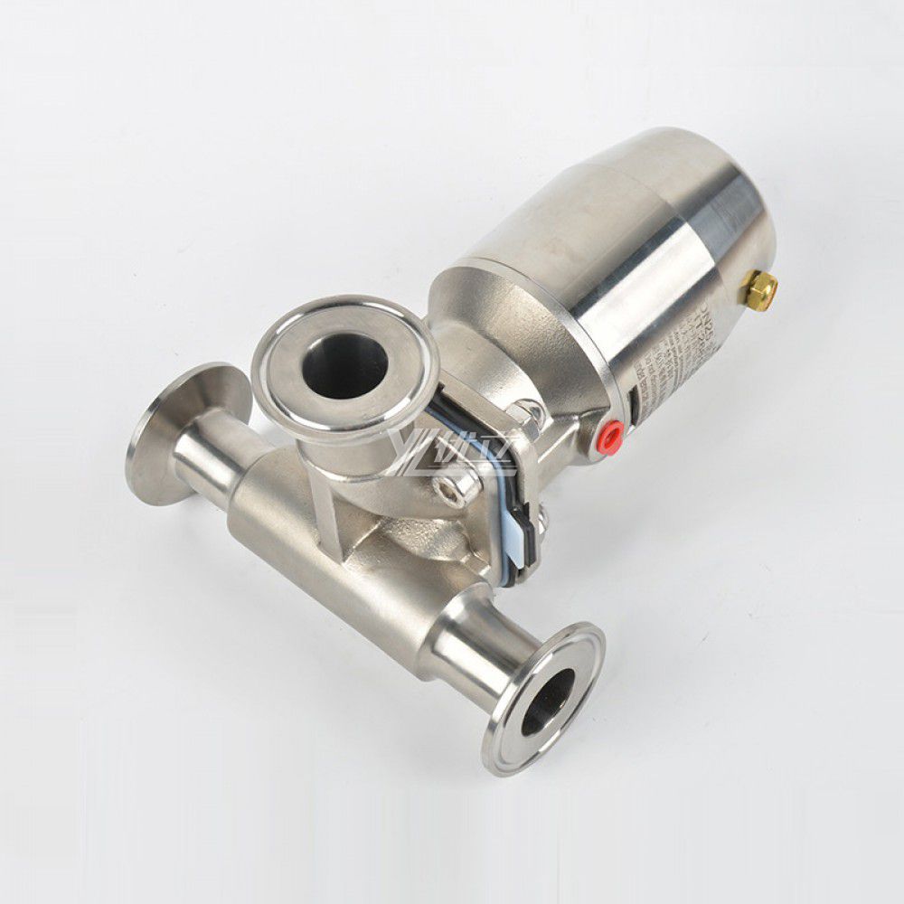 YOULI Hygienic Food Grade Sanitary Stainless Steel Biological 316L  T Type Pneumatic Three Way Tri Clamped Diaphragm Valve