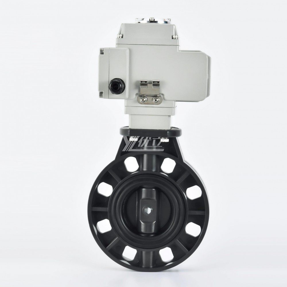 YOULI Zero Leakage Acid and Alkali Resistant PPH PVC UPVC CPVC Plastic DC24V Electric Motorized Actuatorr Wafer Butterfly Valve