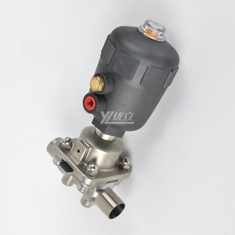 YOULI Hygienic Food Grade Sanitary Stainless Steel 316L Biological Plastics Pneumatic Straight Butt Welded Diaphragm Valve
