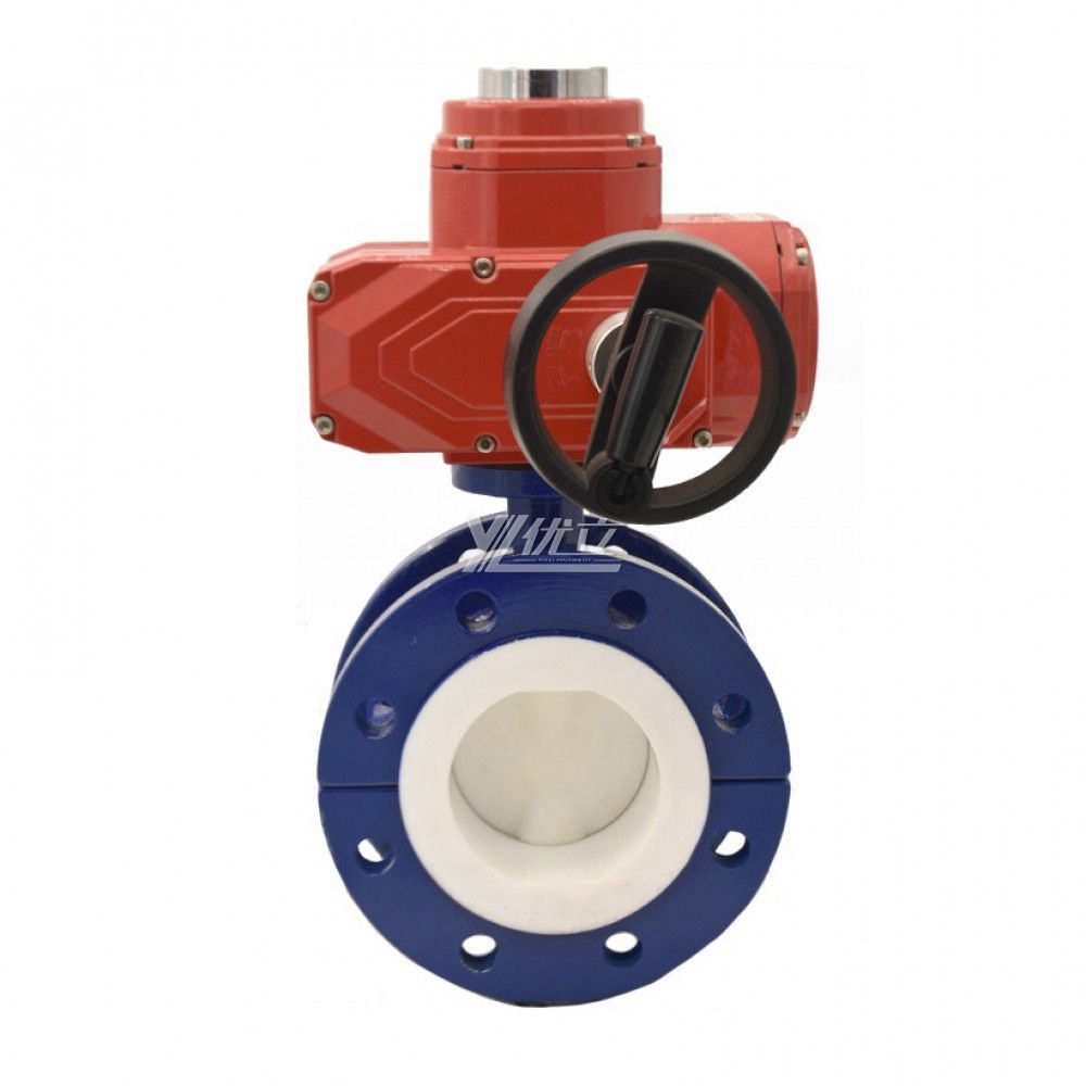 YOULI ANSI 150LB Stainless Steel 304 Pn16 Carbon Steel FEP F46 PFA F4 Fluorine Lined Motorized Electric Flanged Butterfly Valve