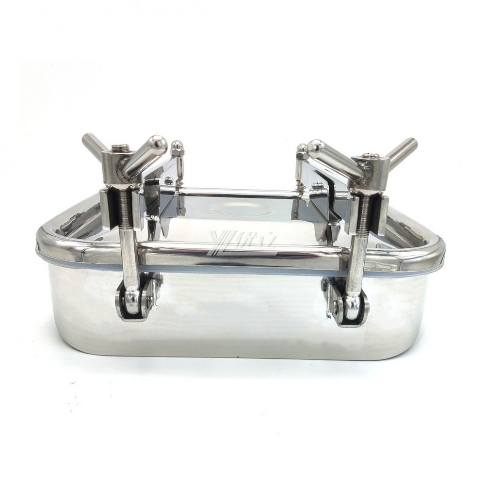 YOULI Hygienic Food Grade SS 304 316L Stainless Steel Cover Pressure Tanks Sanitary Double Lock Rectangular Manhole Manway