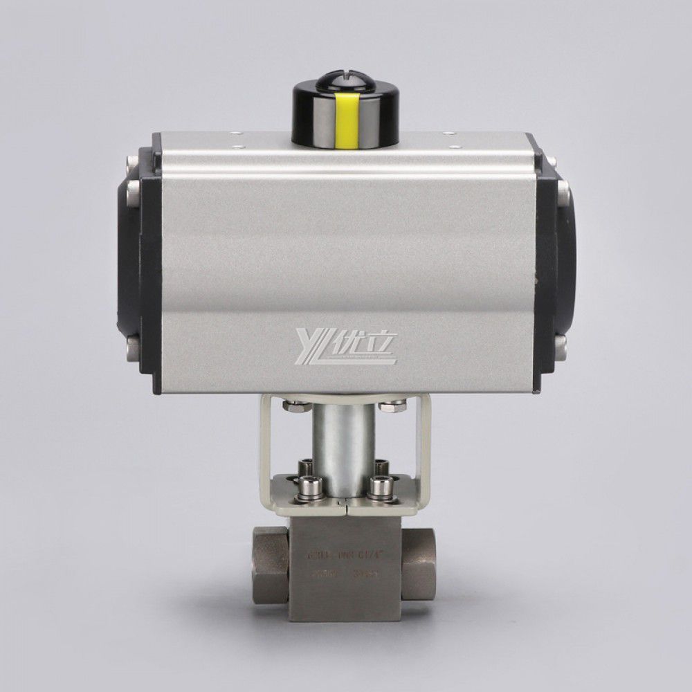 YOULI 6000psi PN320 Stainless Steel 304 316 WCB KHB High Pressure Pneumatic Actuator 3 Way Threaded Ball Valve