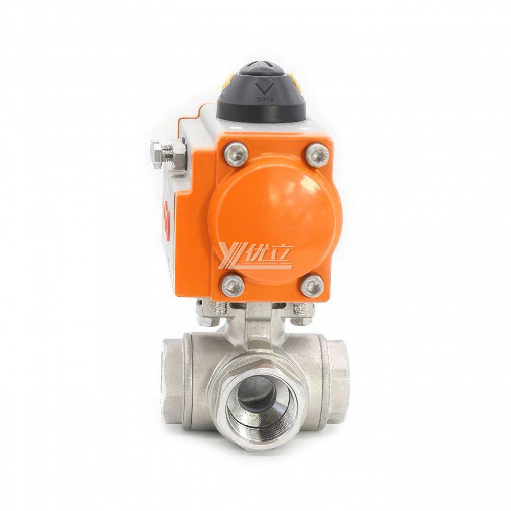 YOULI High-pressure RC NPT BSP PN16 Stainless Steel 304 316 LL Type Pneumatic Actuator 4-way Thread Ball Valve