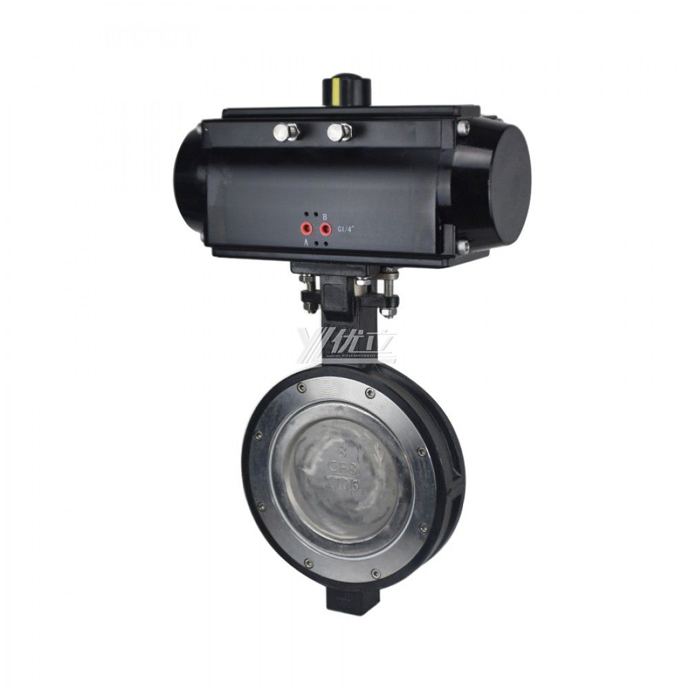 YOULI ANSI 150LB  Stainless Steel Pn16 Carbon Steel Pneumatic High Performance Double Eccentric Wafer Butterfly Valve
