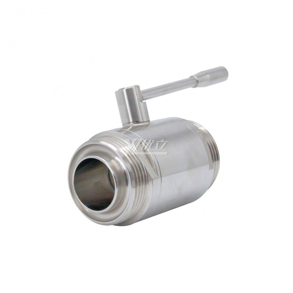 YOULI Hygienic Food Grade Sanitary Stainless Steel  304 316L Milk Drink  Manual Heavy Straight Two Way Male Threaded Ball Valve