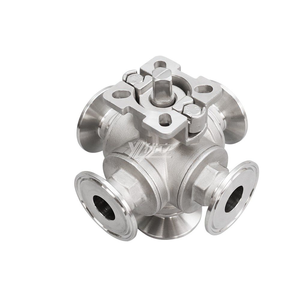 YOULI Stainless Steel High Pressure PN16  304 316 DN25 Camp 50.5mm Manual 5 Way Tri Clamped Ball Valve