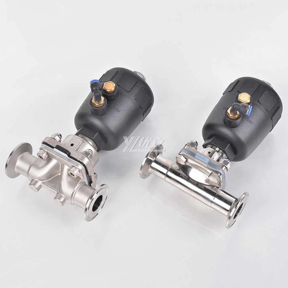 YOULI Premium Hygienic Food Grade Sanitary Stainless Steel 316L Silicon Biological Pneumatic Straight Diaphragm Valve Actuator