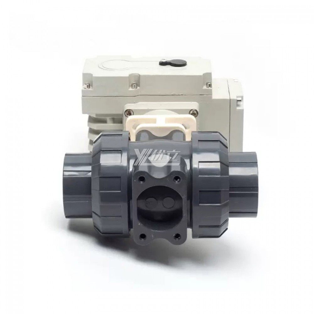 YOULI Zero Leakage DN15 to DN100 PVC UPVC CPVC Plastic 2 Way Motorized Electric Actuator Double Union Socket Weld Ball Valve