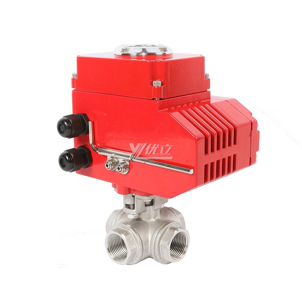 YOULI NPT BSP PN16 Stainless Steel 304 316 On-off Motorized AC220V  4-20ma signal Electric Four Way Thread Ball Valve