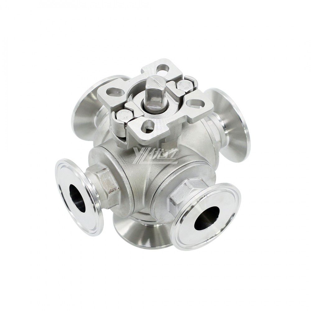YOULI Stainless Steel High Pressure PN16  304 316 DN25 Camp 50.5mm Manual 5 Way Tri Clamped Ball Valve