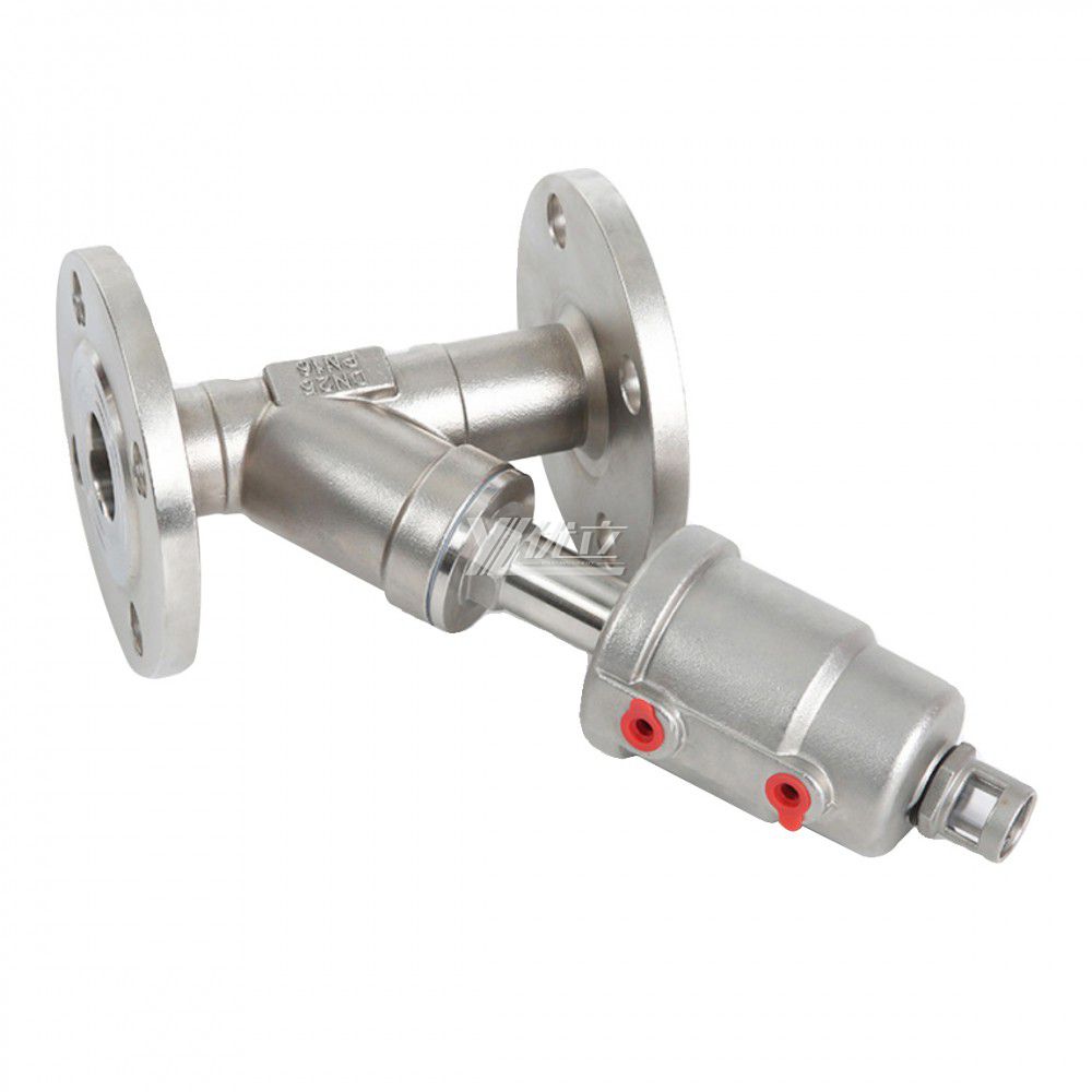 YOULI High Temperature  Steam 1.6mpa 304 316 PN16 150lb Jis 10k Stainless Steel Head Pneumatic Flanged Angle Seat Valve