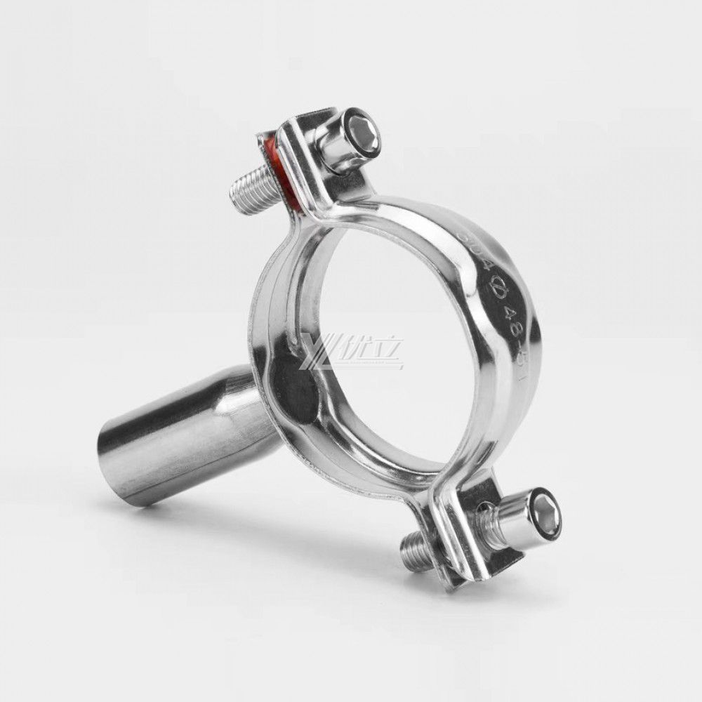 YOULI Sanitary Pipe Fittings Tri Clamp Tube Hex Pipe Holder Stainless Steel 304 With Handle Bar Welded Round Pipe Holder
