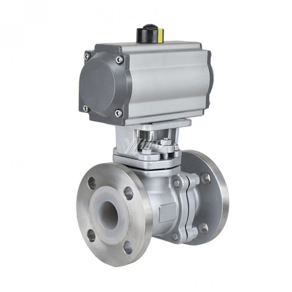 YOULI ANSI 150LB Stainless Steel 304 316 JIS 10K 1.6mpa WCB  Fluorine Lining F4 F46 FPA Pneumatic Actuator Flanged Ball Valve