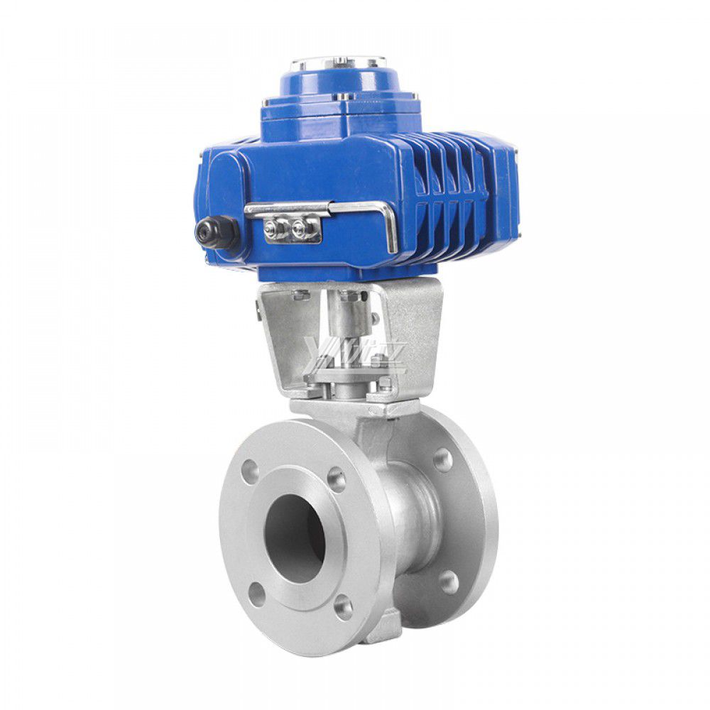 YOULI  High Temperature ANSI 150-300LB JIS 10K 304 316 Stainless Steel Motorized Electric Actuator V-Type Flanged Ball Valve