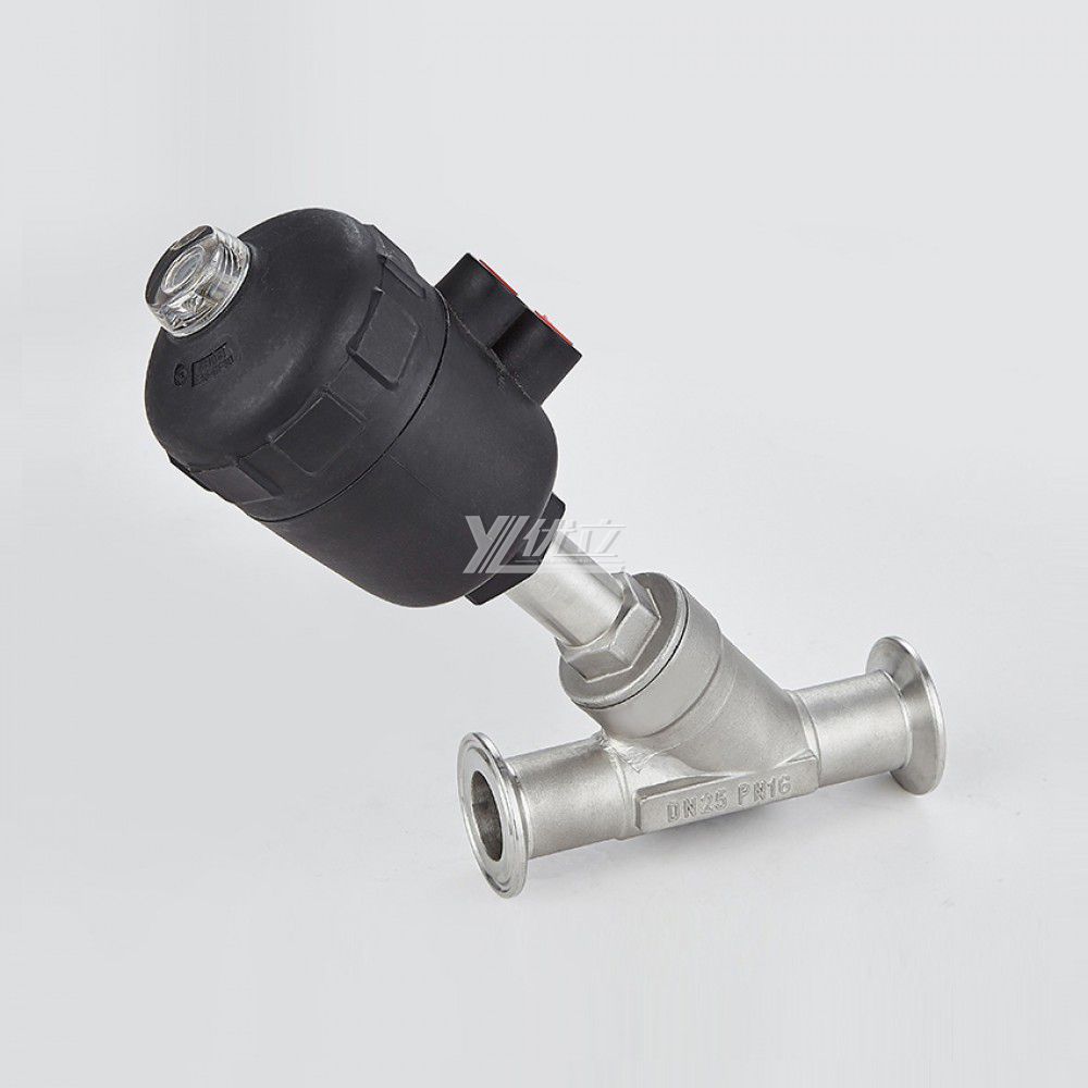 YOULI High Temperature Steam 1.6mpa 304 316 Clamp 50.5mm Plastics Head Pneumatic Tri Clamped Angle Seat Valve