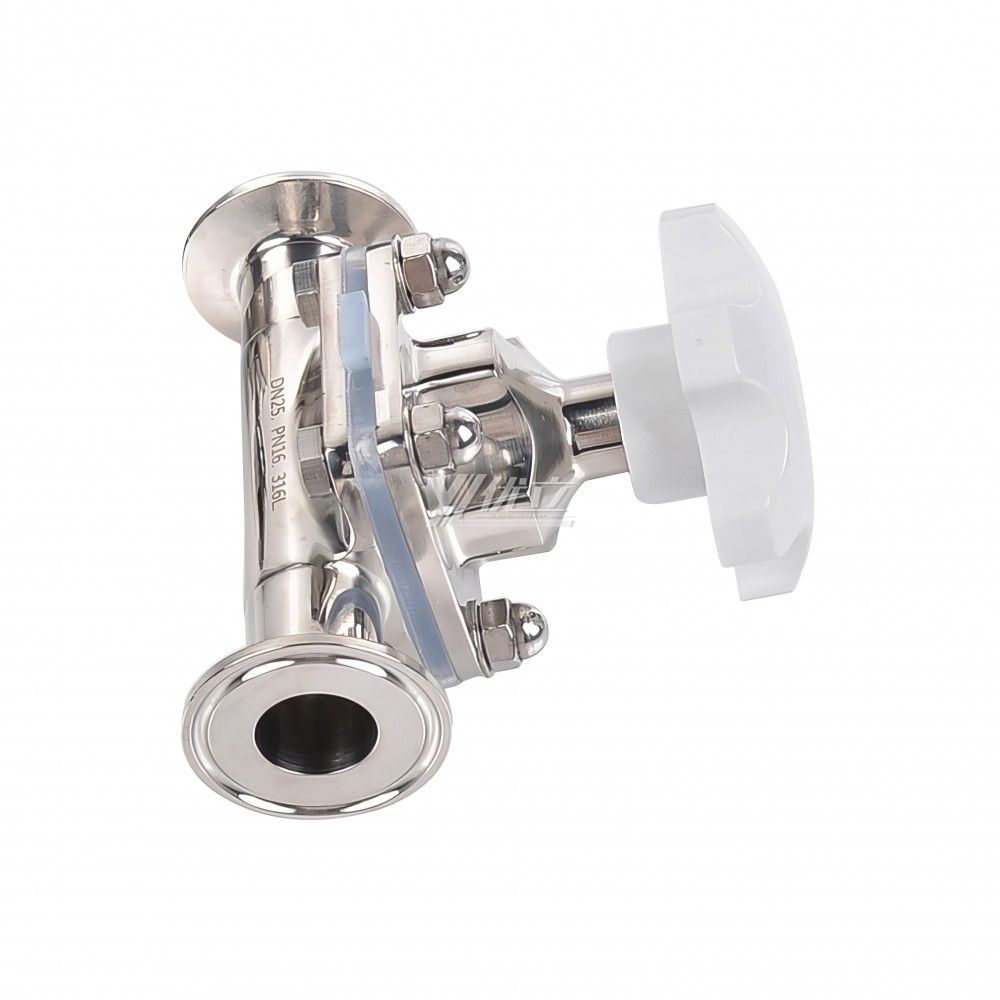 YOULI Hygienic Food Grade Sanitary Stainless Steel 316L Silicone Membrane Medicine Manual Straight Tri Clamped Diaphragm Valve