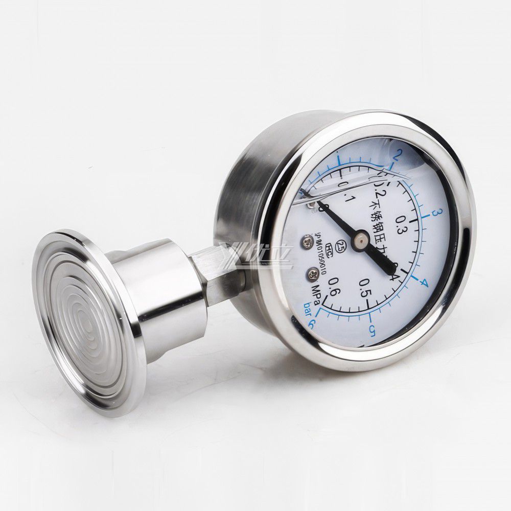 YOULI customized Stainless Steel 304 0-16bar filled oil shockproof Clamped Diaphragm Pressure Gauge