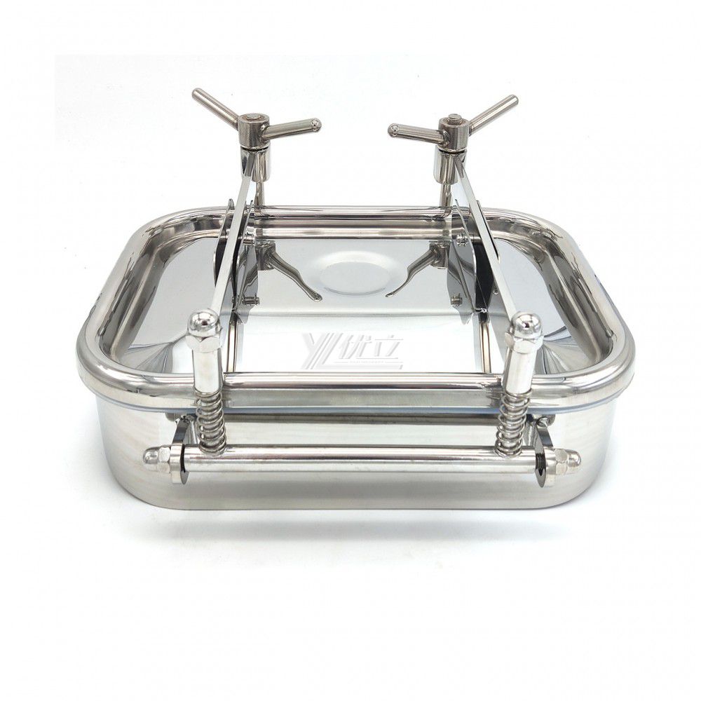 YOULI Hygienic Food Grade SS 304 316L Stainless Steel Cover Pressure Tanks Sanitary Double Lock Rectangular Manhole Manway