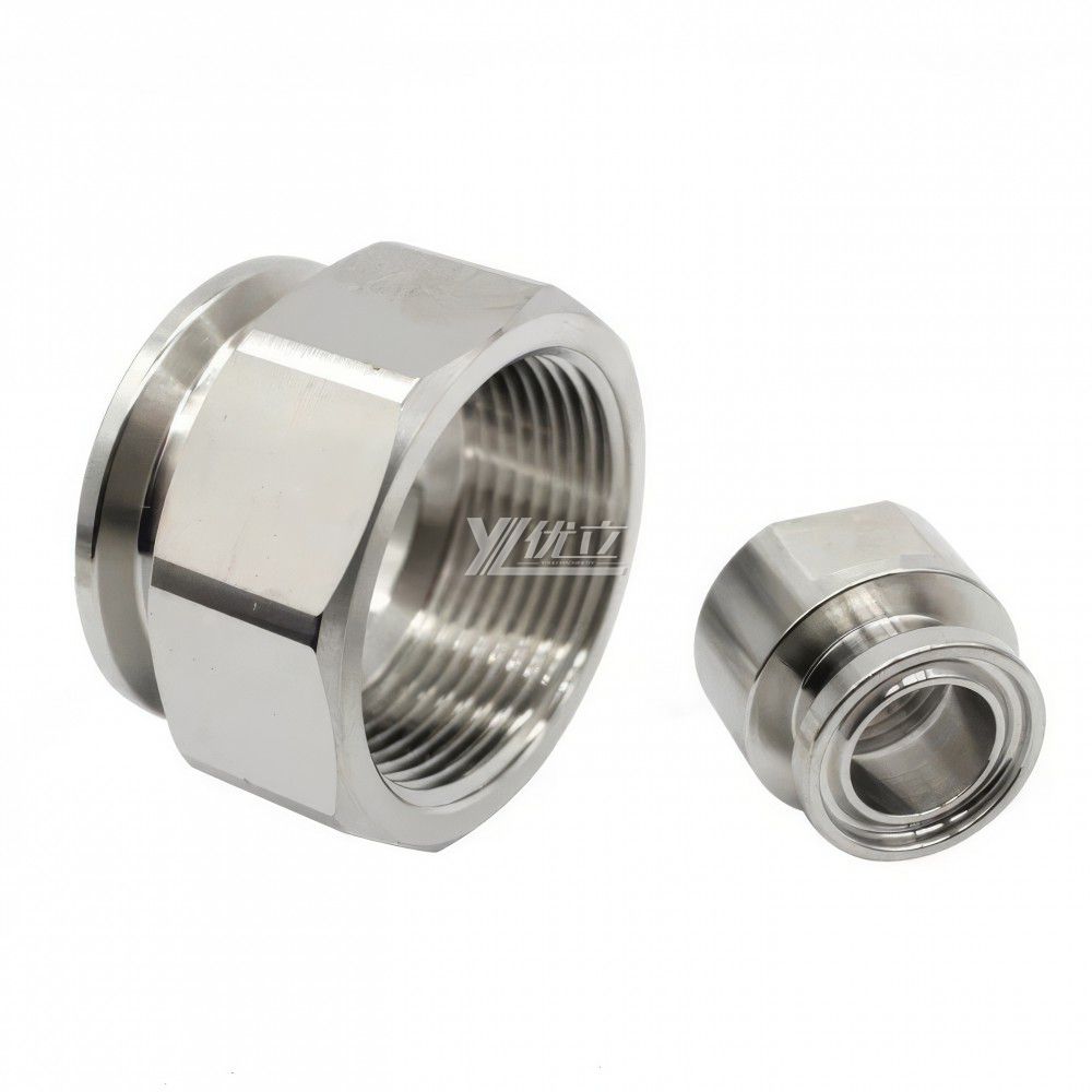YOULI Stainless Steel 304 SS316L BSP NPT Pipe Fitting Short Hexagonal Female Thread Clamp Ferrule