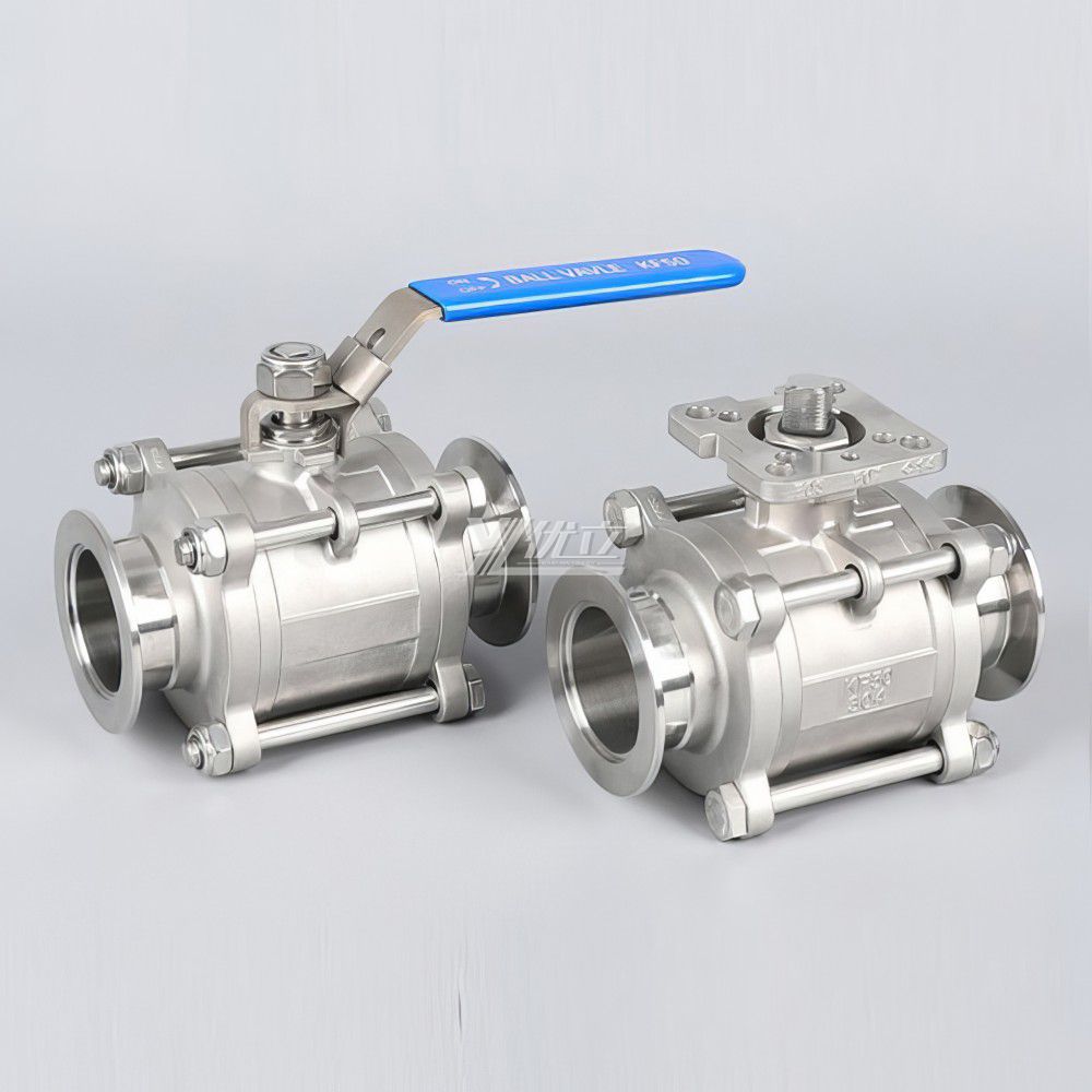 YOULI Stainless Steel Negative Pressure 304 316 KF50 Clamp 75mm KF Manual 3-piece Vacuum Tri Clamped Ball Valve