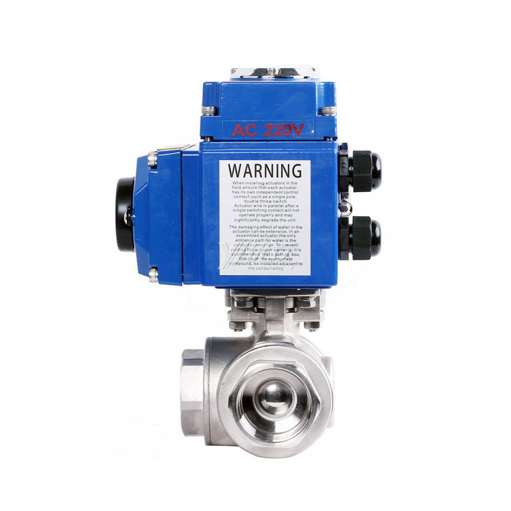 YOULI T-port NPT BSP 1.6mpa Stainless Steel 304 316 On-off AC220V 2 Inch Three Way Thread Motorized Electric Control Ball Valve