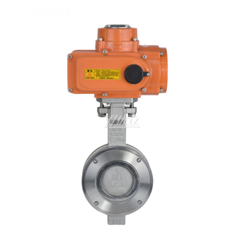 YOULI ANSI 150LB Stainless Steel Carbon Steel AC220V High Temperature Electric Double Eccentric Wafer butterfly Valve 12"