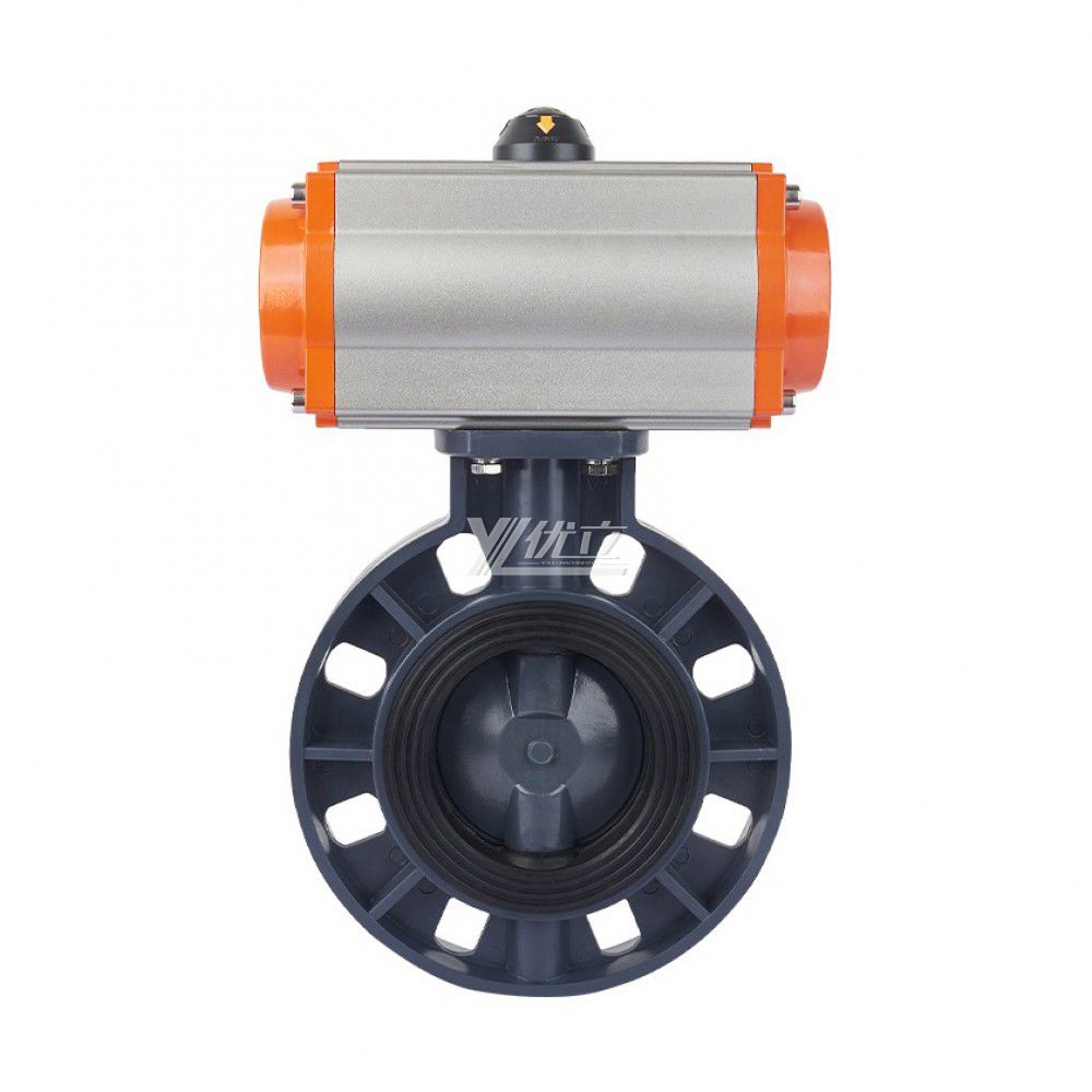 YOULI Zero Leakage Corrosion Resistance Water PVC UPVC CPVC PPH Plastic Pneumatic Actuator Wafer Butterfly Valve