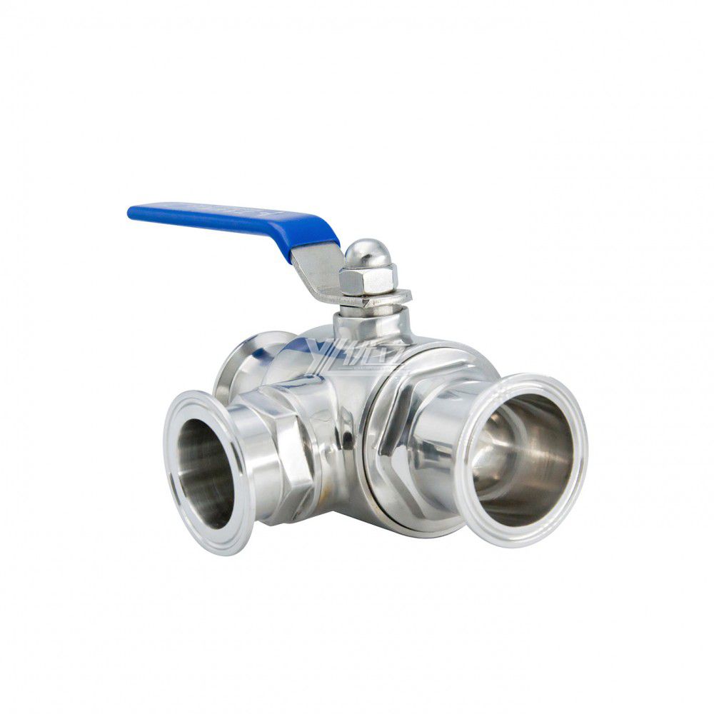 YOULI Hygienic Food Grade Stainless Steel Ss 304 316 T/L Type Milk Juice Sanitary Manual Three Way Tri Clamped Ball Valve
