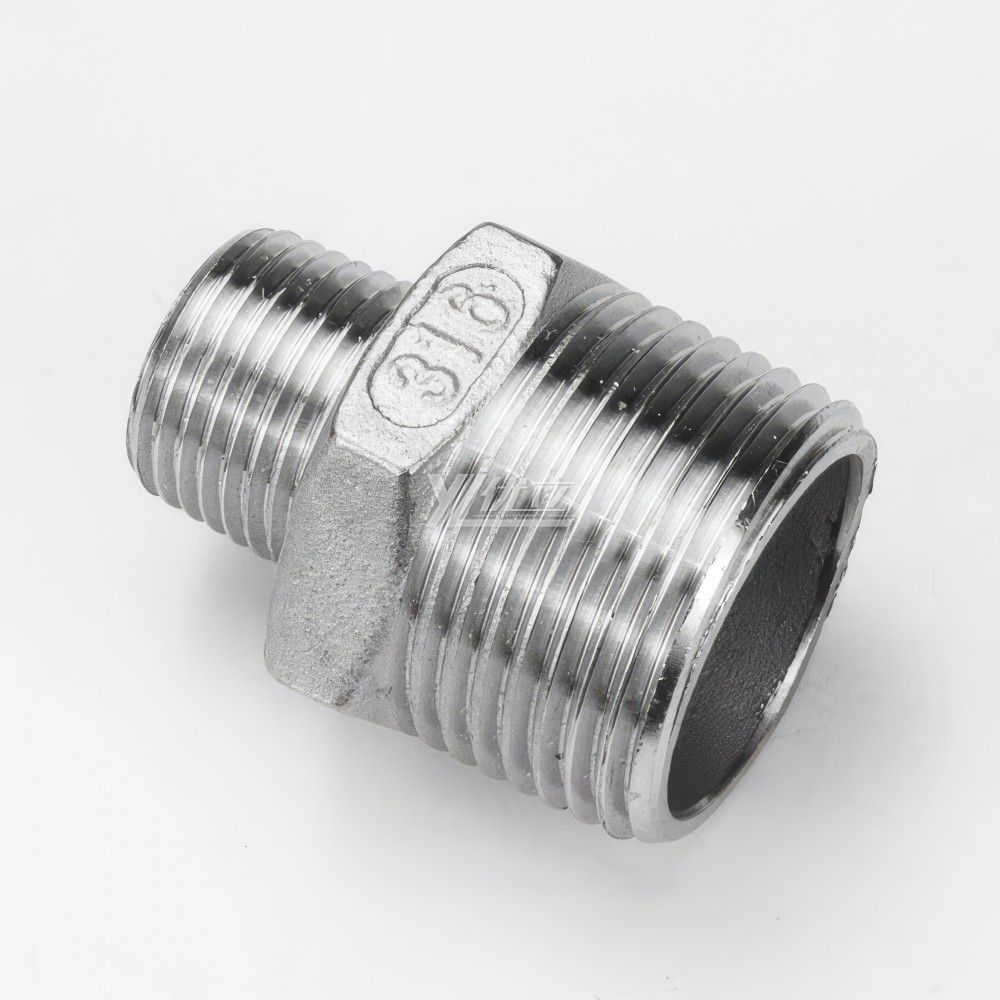 YOULI Stainless Steel 304 SS316L BSP NPT Pipe Fitting Reducing Hexagonal Double Male Threaded Ferrule
