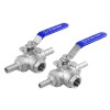 YOULI High Temperature PN16 1000WOG Stainless Steel 304 316 T-port Manual 3 Way Leather Hose Pagoda Ball Valve