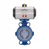 YOULI Sulfuric Acid Hydrochloric Acid JIS 10K Pn16 WCB FEP F46 PFA F4 Pneumatic Actuator Fluorine Lined Wafer Butterfly Valve