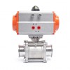 YOULI Hygienic Food Grade Sanitary Stainless Steel 304 316L Beverage Milk Tri Clamped Pneumatic Actuator Three Piece  Ball Valve