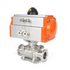 YOULI High Temperature 1.6mpa Stainless Steel 304 316 Pneumatic Actuator 3 Piece Tri Clamped Ball Valve
