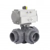YOULI High Quality Zero Leakage DN15 to DN50 PVC UPVC CPVC Plastic Pneumatic Actuator Union Socket 3 Way Ball Valve