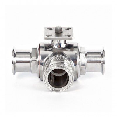 YOULI Hygienic Food Grade Sanitary Stainless Steel 304 316 Non Retention Manual 3 Way Tri Clamped Ball Valve