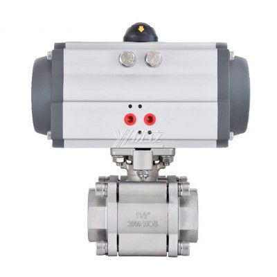 YOULI  High Temperature Metal Seal NPT BSP 2000wog PN640 Stainless Steel 304 316 Pneumatic Actuator 3PC Thread Ball Valve