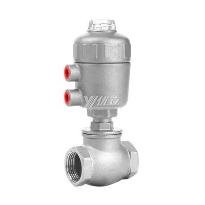 YOULI High Temperature 1.6mpa 304 316 BSP NPT RC T Type Stainless Steel Head Pneumatic Female Threaded Angle Seat Valve
