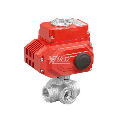 YOULI NPT BSP PN16 Stainless Steel 304 316 On-off Motorized AC220V  4-20ma signal Electric Four Way Thread Ball Valve