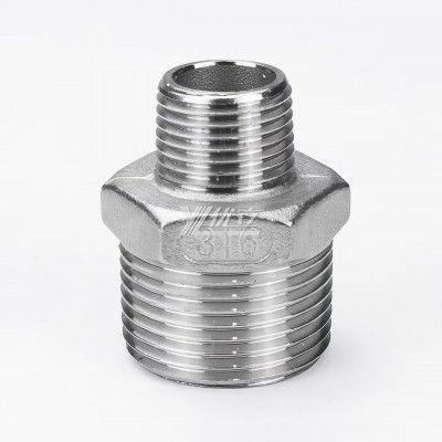 YOULI Stainless Steel 304 SS316L BSP NPT Pipe Fitting Reducing Hexagonal Double Male Threaded Ferrule