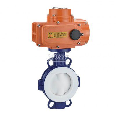 YOULI Stainless Steel 304 316 Pn16 Carbon Steel FEP F46 F4 PFA Fluorine Lined Motorized AC220V Electric Wafer Butterfly Valve
