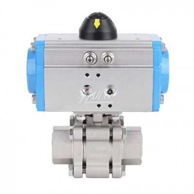 YOULI  High Temperature Metal Seal NPT BSP 2000wog PN130 Stainless Steel 304 316 Pneumatic Actuator 3PC Thread Ball Valve
