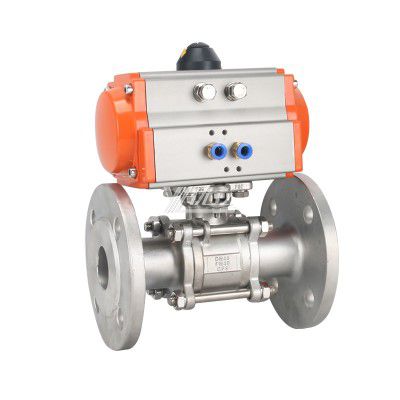 YOULI High Temperature  ANSI 150LB Stainless Steel 304 316 JIS 10K 1.6mpa WCB Pneumatic Actuator Three Piece Flanged Ball Valve