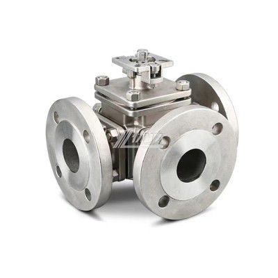 YOULI High Temperature ANSI 150LB 304 JIS 10K Stainless Steel 1.6mpa WCB Square Shape Flanged Three Way Ball Valve