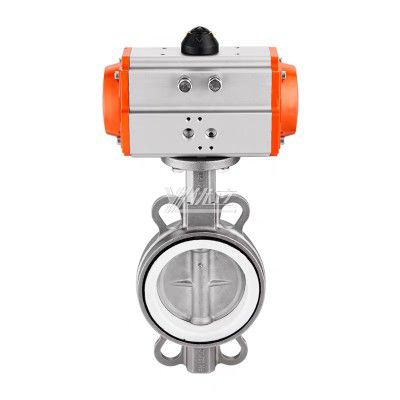 Stainless Steel ANSI 150LB 304 316 IS 10K Pn10-16 PTFE Soft Seal Pneumatic Actuator Wafer Butterfly Valve