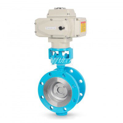 YOULI High Temperature 304 Stainless Steel JIS 10K Pn16 WCB Metal Seal Motorized Three Eccentric Electric Flange Butterfly Valve