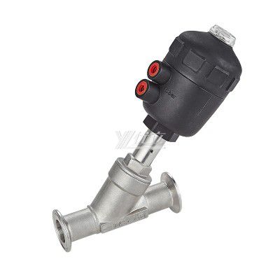 YOULI High Temperature Steam 1.6mpa 304 316 Clamp 50.5mm Plastics Head Pneumatic Tri Clamped Angle Seat Valve